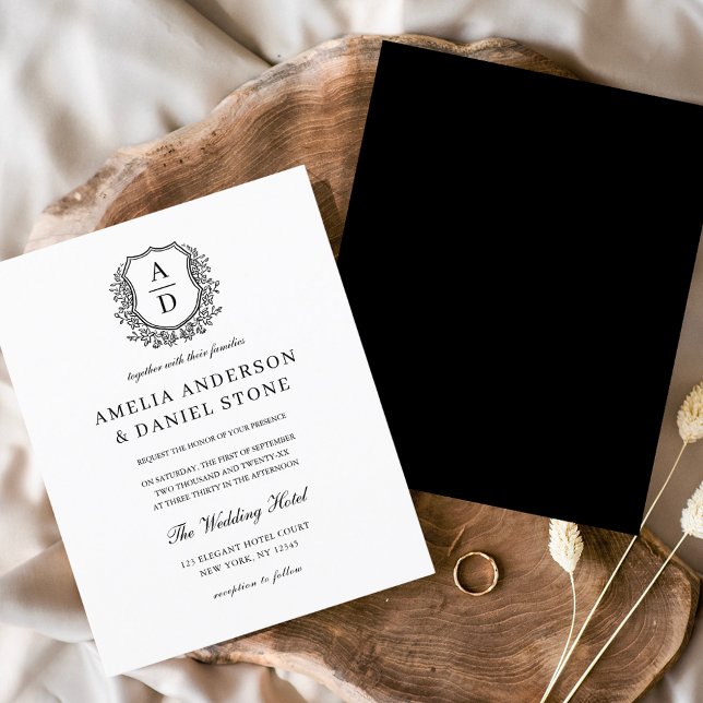 Budget Floral Crest Monogramme Mariage Élégant (Créateur téléchargé)