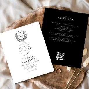 Budget Floral Crest Monogramme Mariage QR Code