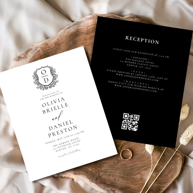 Budget Floral Crest Monogramme Mariage QR Code (Créateur téléchargé)