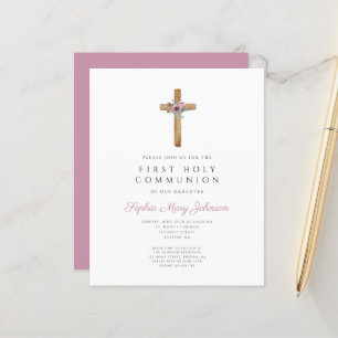 Budget Floral Croix rose première communion fille
