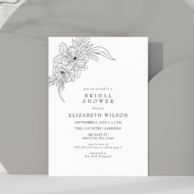 Budget Floral Croquis Invitation nuptiale douche (Créateur téléchargé)