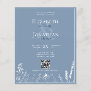 BUDGET Floral Dusty Blue Monogramme QR Mariage pho