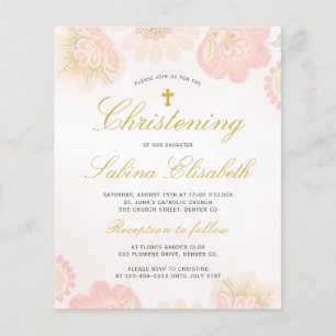 Budget floral élégant Christening Invitation