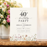 Budget Floral Fleur sauvage 40e anniversaire Invit<br><div class="desc">Célébrez dans le style avec une calligraphie fleurie jardin 40e anniversaire invitation, parfait pour un évènement marquant. Avec ses motifs floraux vibrants et son élégante calligraphie, cette invitation donne un ton fantaisiste mais sophistiqué à votre célébration. Le thème du jardin luxuriant mêle beauté naturelle et typographie gracieuse, créant un look...</div>