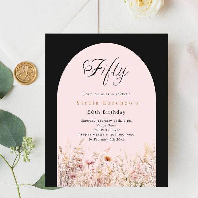 Budget floral fleur sauvage rose noir 50e annivers (Créateur téléchargé)