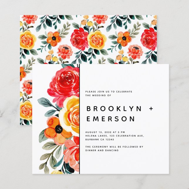 BUDGET Floral Modèle Mariage moderne (Devant / Derrière)