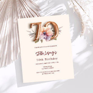 Budget floral pêche en or beige 70e anniversaire