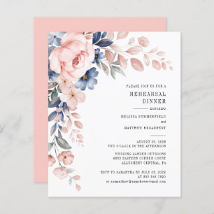 Budget Floral Pink Rehearer Dîner Invitation