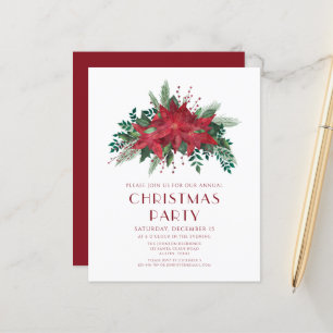 Budget Floral Poinsettia Invitation de la fête de 