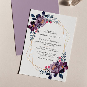 Budget Floral Purple Faire-part de mariage moderne