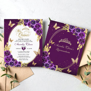 BUDGET Floral Purple Or Tiara Mis Quinceanera