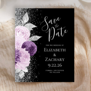 Budget Floral Purple Silver Parties scintillant En