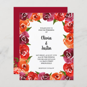 Budget Floral QR Code de mariage Invitations