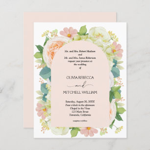 Budget Floral QR Code de mariage Invitations