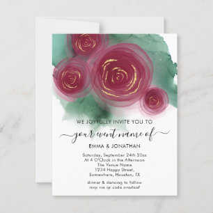 Budget Floral QR Code Rose Gold Marsala Blanc