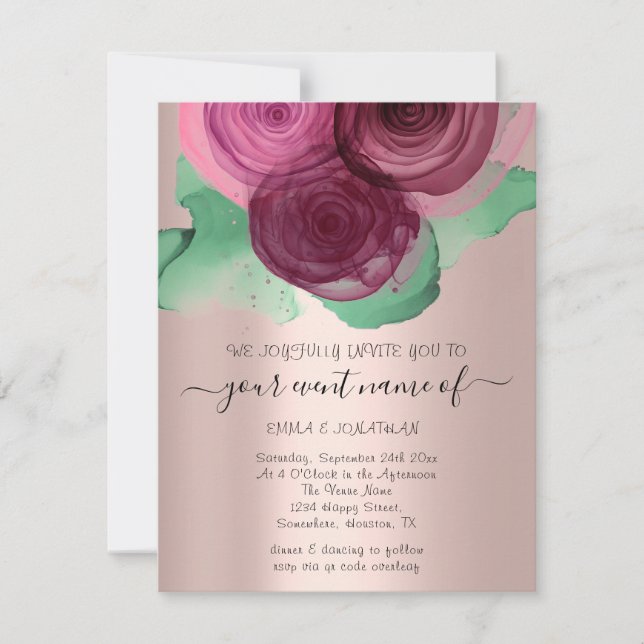 Budget Floral QR Code Rose Green Marsala (Devant)