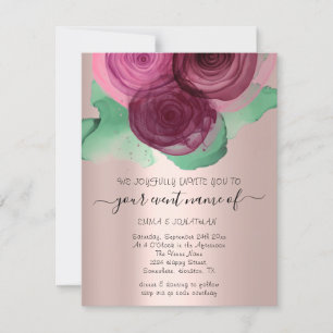 Budget Floral QR Code Rose Green Marsala