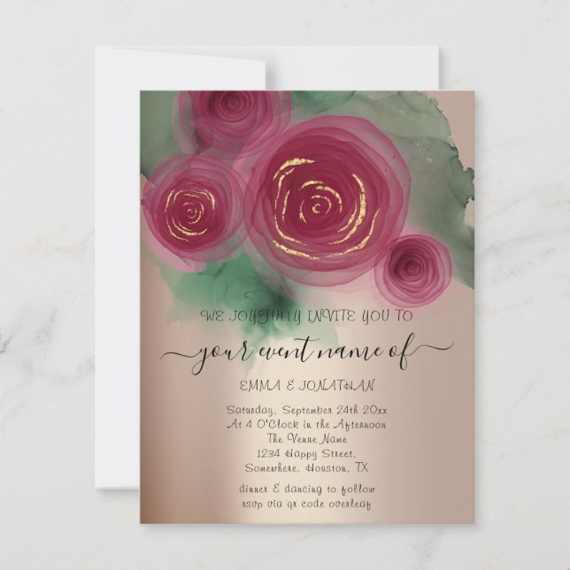 Budget Floral QR Code Rose or Marsala rose (Devant)