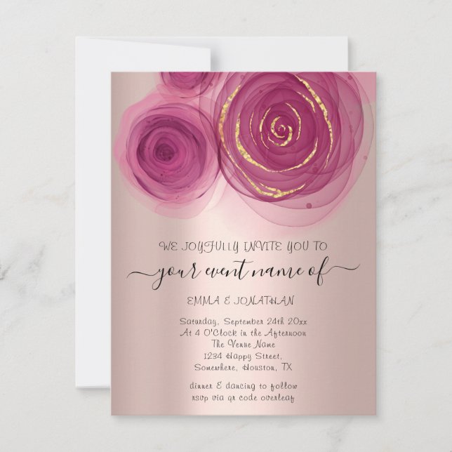 Budget Floral QR Code Rose Pink Marsala (Devant)