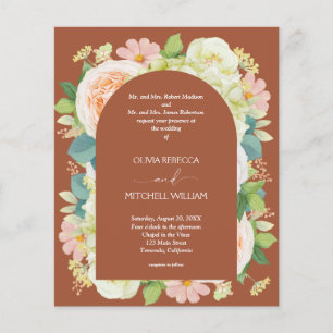 Budget Floral QR Code Terracotta Mariage Invite