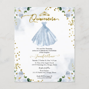 Budget floral Quinceanera Invitation Bilingue