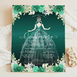 Budget Floral Robe verte Gown Quinceanera Invitati