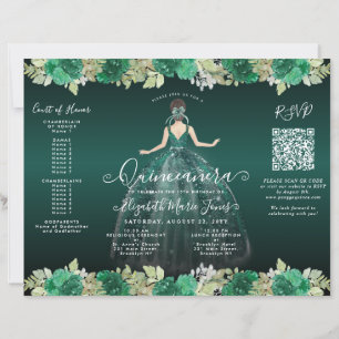 Budget Floral Robe Verte Photo Quinceanera Invitat