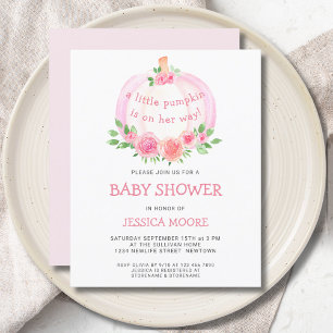 Budget Floral rose Citrouille Invitation Baby show