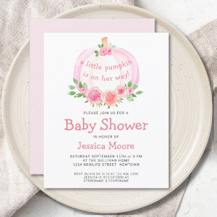 Budget Floral rose Citrouille Invitation Baby show