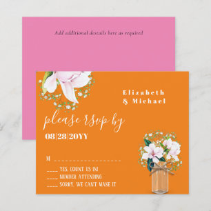 BUDGET Floral rose Magnolias Orange Mariage RSVP