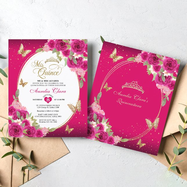 BUDGET Floral Rose or papillon Mis Quinceañera (Créateur téléchargé)