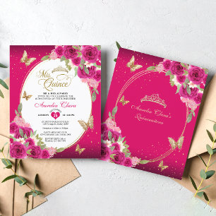 BUDGET Floral Rose or papillon Mis Quinceañera