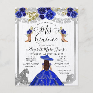 Budget Floral Royal Bleu Argent Charra Quinceanera