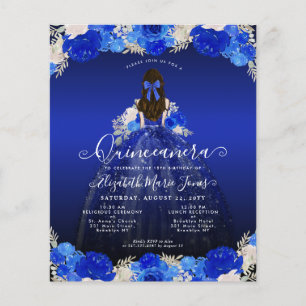 Budget Floral Royal Blue robe Quinceanera Invitati