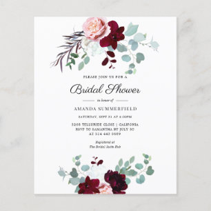 Budget Floral Script nuptiale invitation douche