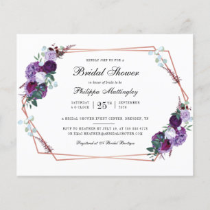 Budget Floral Script nuptiale invitation douche