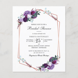 Budget Floral Script nuptiale invitation douche
