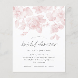 Budget Floral Script rose nuptiale Invitation