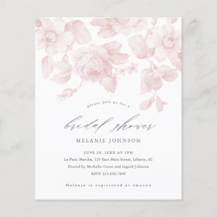 Budget Floral Script rose nuptiale Invitation