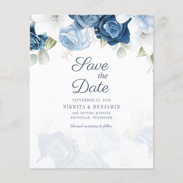 Budget Floral Script Wedding Enregistrer La Date (Devant)