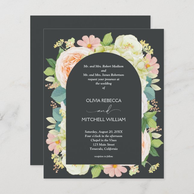 Budget Floral sur Mariage Onyx Tous en un Invitati (Devant / Derrière)