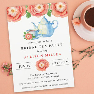 Budget Floral Tea Party Nuptiale Douche Invitation