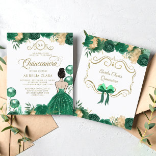 BUDGET Floral Vert Or Princesse XV Quinceanera