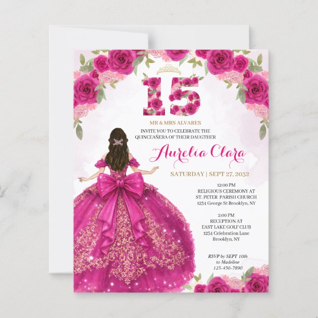BUDGET Florale Rose Princesse Coquette Quinceanera (Devant)