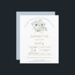 Budget Florals 60e Anniversaire Fête Invitation<br><div class="desc">Un prix économique PETIT 4, 5 po x 5, 6 po alternatif. Disponible dans un STOCK SEMI-GLOSS 110 lb CARD qui est l'option par défaut (plus épais pour les invitations), OU un STOCK SATIN FINISH 80 lb THINNER PAPER (idéal pour les boîtiers). Les enveloppes sont en option et légèrement plus...</div>