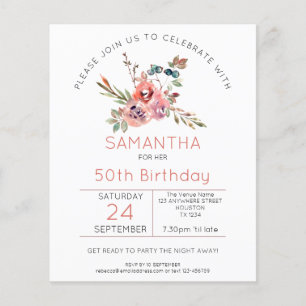 Budget Florals Coral rose 50e anniversaire Invitat