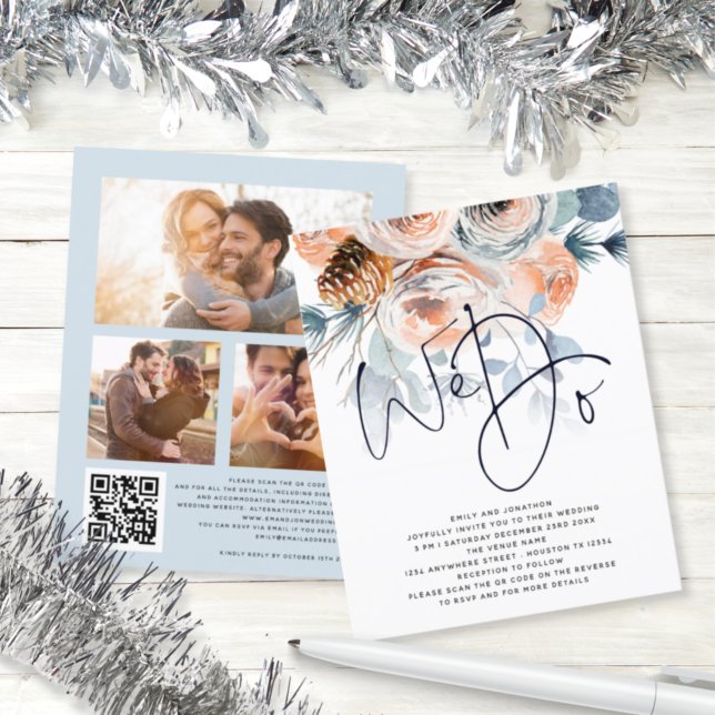 BUDGET Florals Nous faisons 3 photo QR Wedding Inv (Créateur téléchargé)