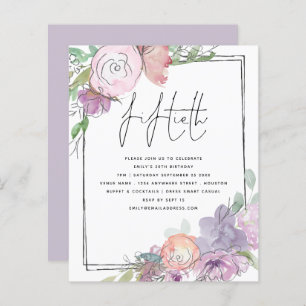 Budget Florals Scribble Frame 50ème Invitation de