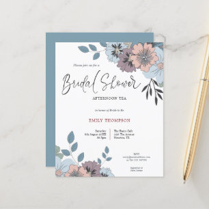 Budget Florals Script Fête des mariées Thé Invitat