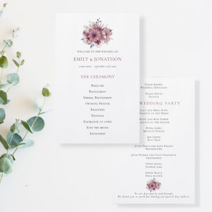 Budget Floraux pourpres Programme de mariage du fe